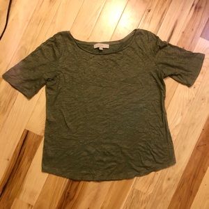 Navy green/gold sparkle thread short sleeve shirt